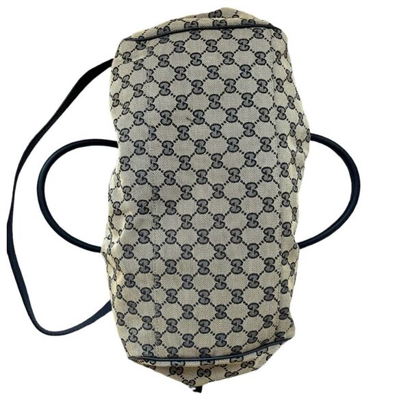 Gucci Sukey Large Canvas Leather Trim Large Satchel Handbag Purse Authentic - Picture 9 of 14